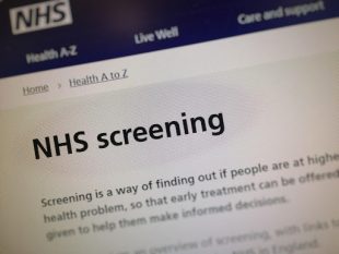 A screen shot of the NHS screening page on the NHS.uk website